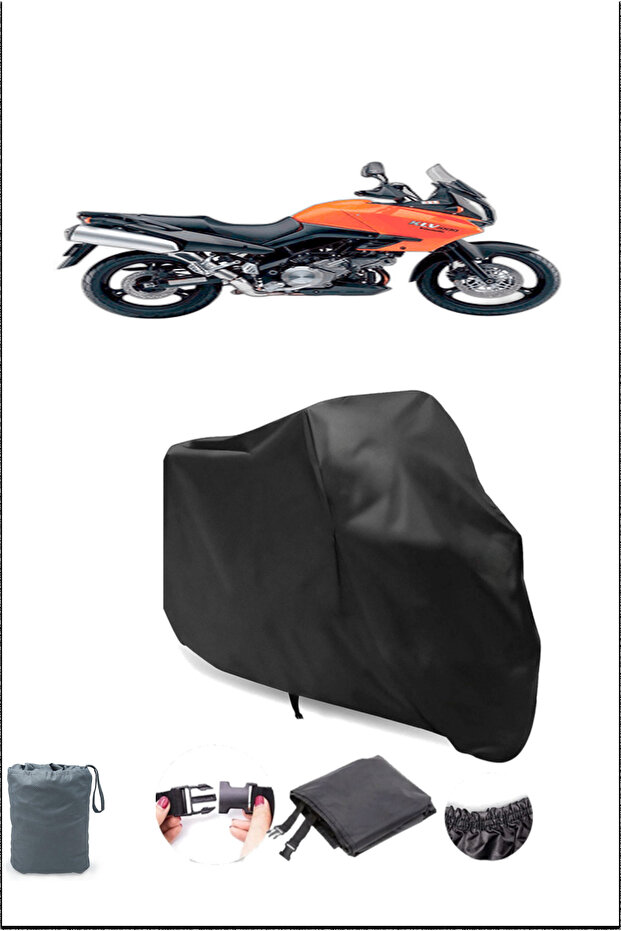 غطاء دراجة نارية أسود مقاوم للماء KAWASAKI Klv 1000