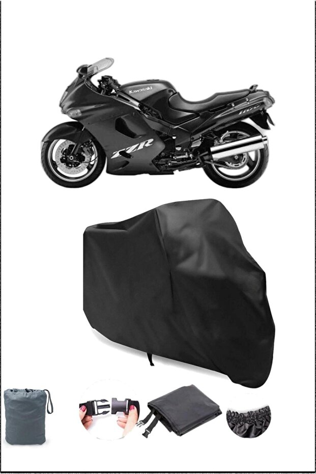 غطاء دراجة نارية أسود مقاوم للماء Zzr 1100 من KAWASAKI