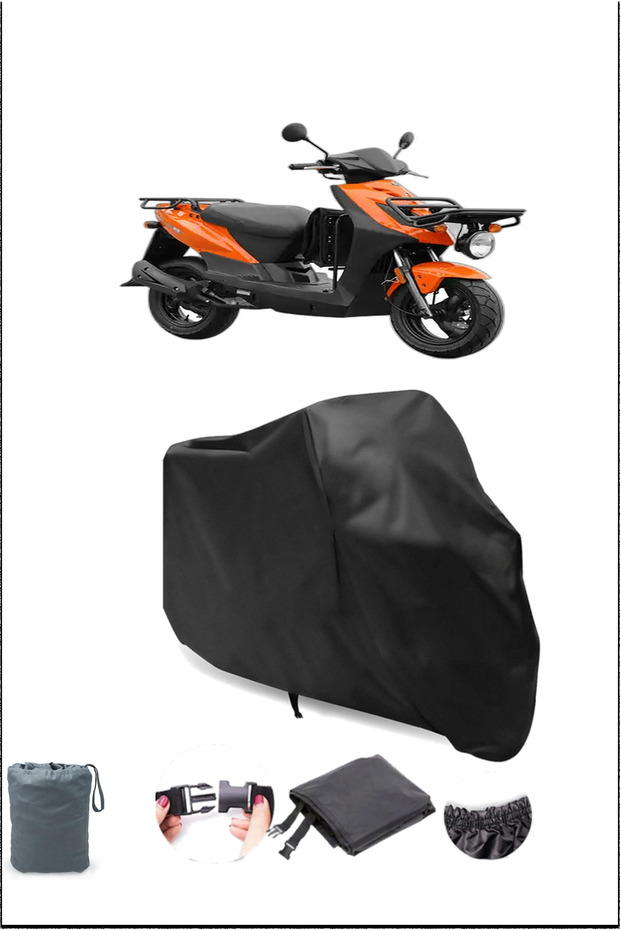 غطاء دراجة نارية أسود KYMCO Agility Carry 50I 4T مقاوم للماء ومتين