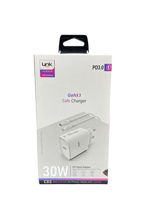 Link Tech C313 Safe Tip-c Lightning Kablolu 30w Hızlı Şarj Cihazı - 1