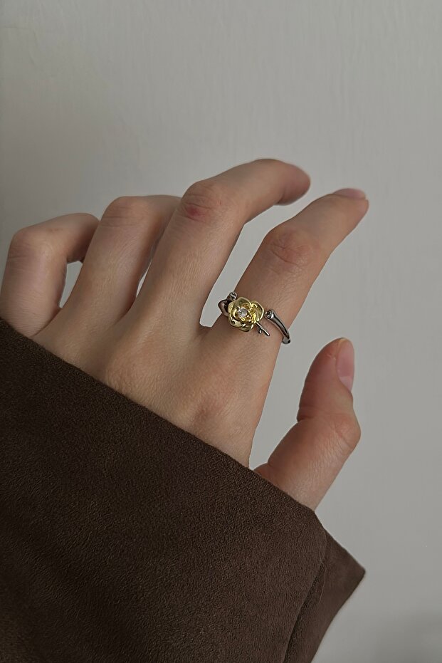 خاتم وردي مزدوج اللون قابل للتعديل - 1