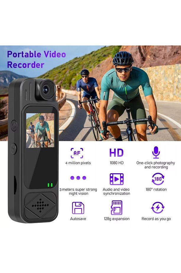Mini Kamera 1.3 Inç Hd 1080P Güvenlik İçin Taşınabilir + Motor + Bisiklet + Doğa Kamerası - 3
