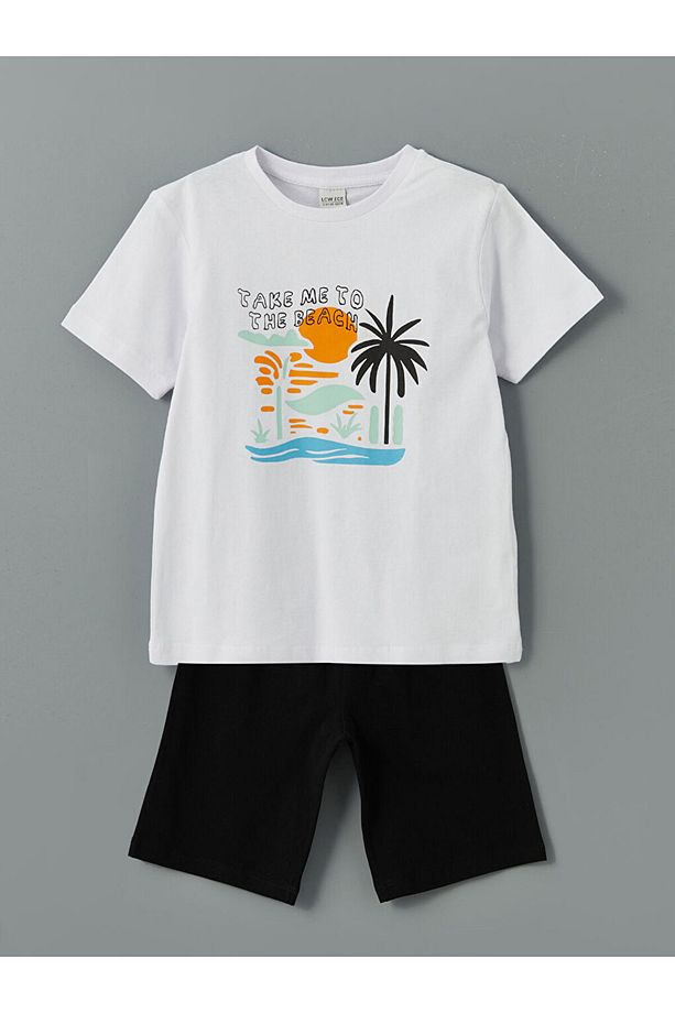 LCW Kids Bisiklet Yaka Erkek Çocuk Şortlu Pijama Takımı - 1
