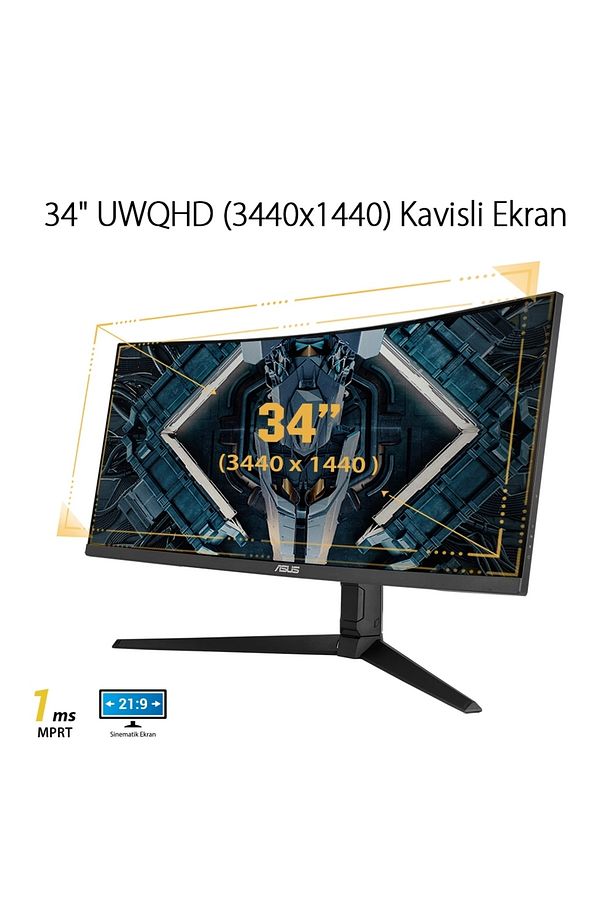 Tuf Gamıng Vg34vql1b 34 Va Kavıslı Freesync 3440x1440 1ms(mprt) 165hz Dp Hdmı Usb Mm Vesa 3yıl - 6