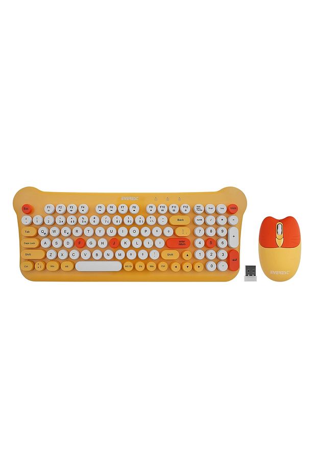 Km-6244 Bunny Renkli Tuşlu Sarı 2.4 Ghz Bluetooth Kablosuz Q Multimedia Klavye Mouse Set - 1