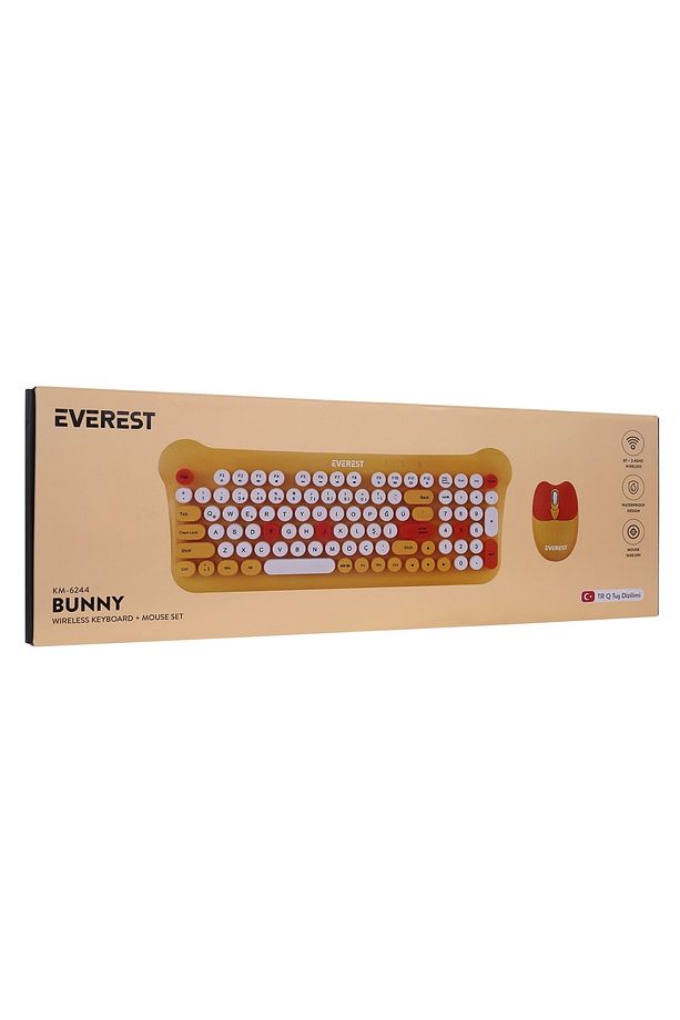 Km-6244 Bunny Renkli Tuşlu Sarı 2.4 Ghz Bluetooth Kablosuz Q Multimedia Klavye Mouse Set - 5