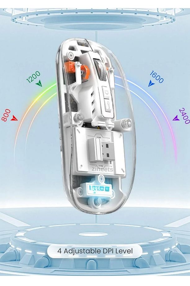 Şeffaf Kablosuz Bluetooth Mouse – Sessiz Tıklama, Şarjlı, Taşınabilir ve Tüm Cihazlarla Uyumlu - 4