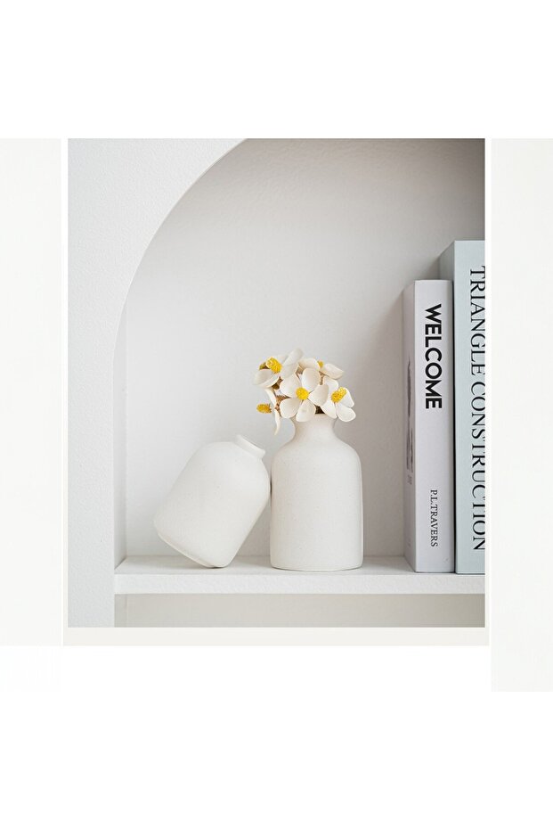 Simple Mini Seramik Beyaz Vazo - 7