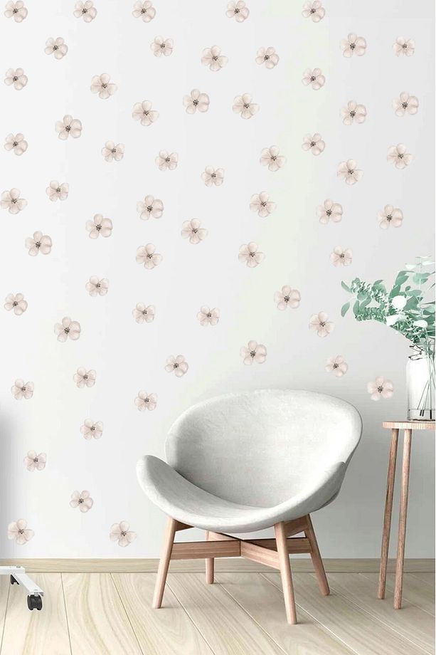 Renkli Minimal Çiçekler 70 Adet Modern Duvar Sticker Seti - 1