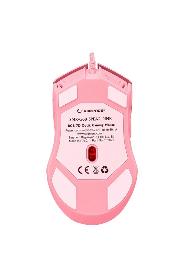 Smx-g68 Spear Pembe 12800 Dpı V2 Full Rgb Ledli Makrolu Drag Click Gaming Oyuncu Mouse - 7