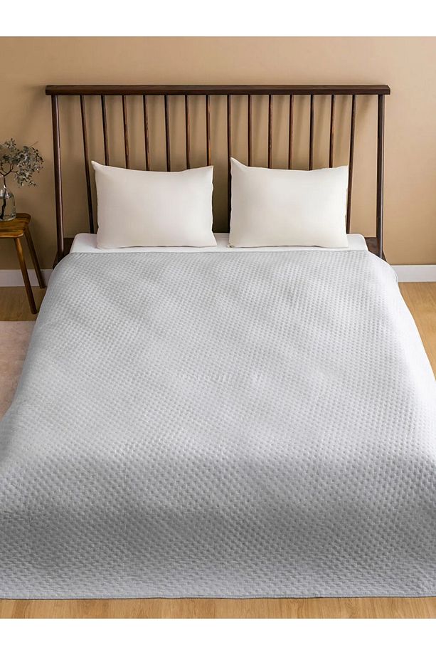 LCW HOME Gri Tomurcuk Desenli Çift Kişilik Yatak Örtüsü 200x220 cm - 2