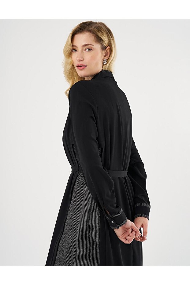 Black Long Tunic - Stripe Pattern - 4
