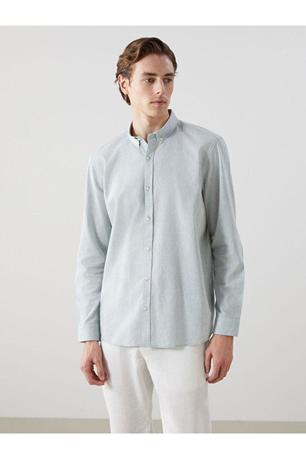 LCW Vision Slim Fit Men's Long Sleeve Linen Blend Shirt