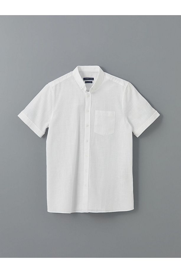 LCWAIKIKI Classic Regular Fit Kısa Kollu Armürlü Erkek Gömlek - 1