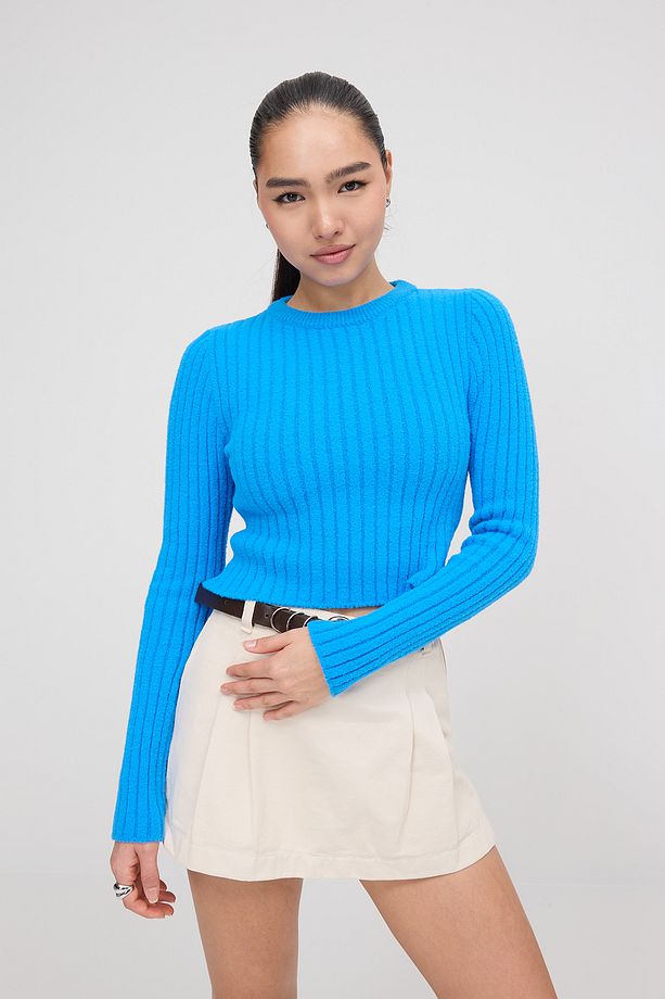 Yumuşak Dokulu Bisiklet Yaka Triko Kazak K3378-B4 - 6
