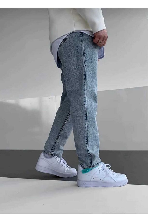 Erkek Rahat Kalıp Asit Yıkamalı Dar Paça Baggy Model Pantolon - 2