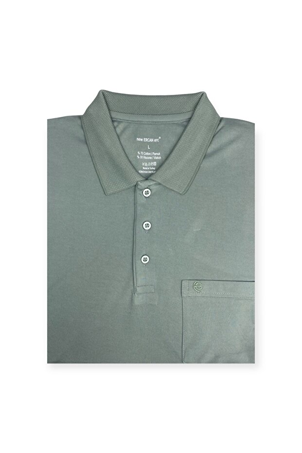 Men's Plus Size Polo Neck Short Sleeve Pocket Coral T-Shirt 0170