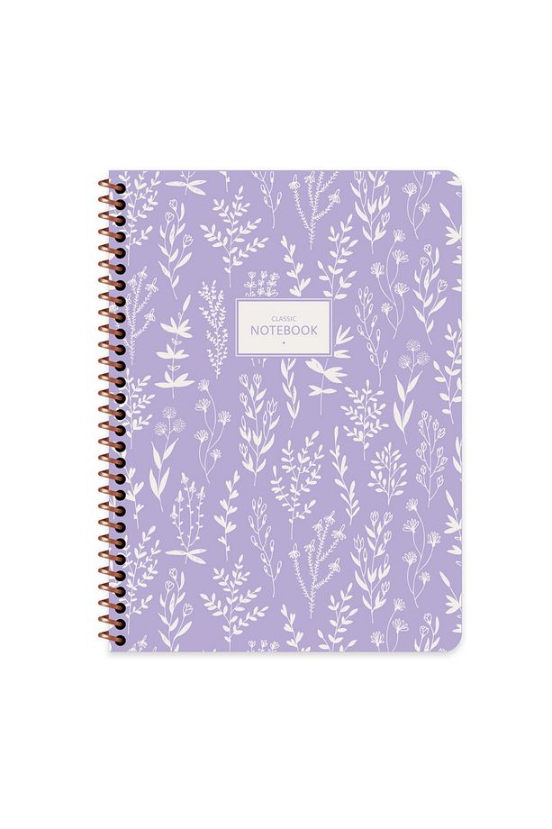 Kareli Defter, 80 Yaprak Defter, Spiralli Defter, Kareli Defter Flora, Çiçek Desenli Defter - 1