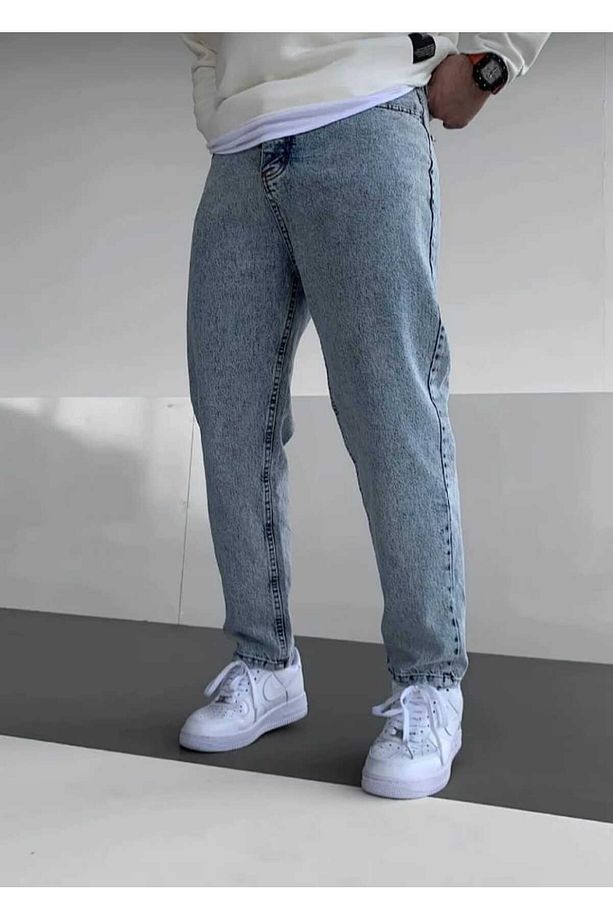 Erkek Rahat Kalıp Asit Yıkamalı Dar Paça Baggy Model Pantolon - 3