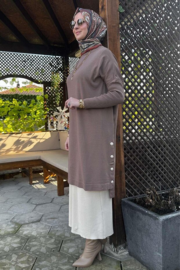 Sevda Triko Tunik Sütlü Kahve - 4