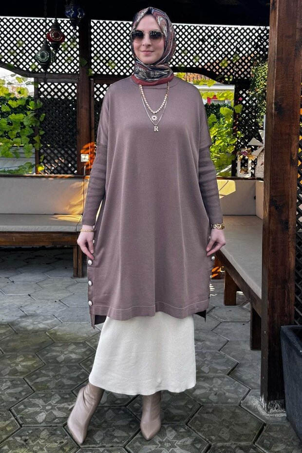 Sevda Triko Tunik Sütlü Kahve - 2