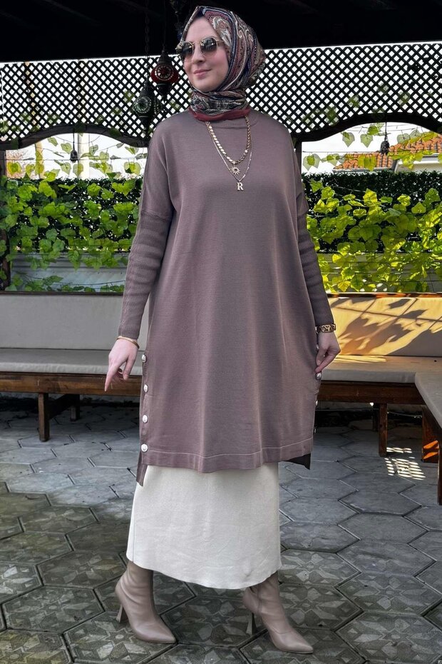 Sevda Triko Tunik Sütlü Kahve - 6