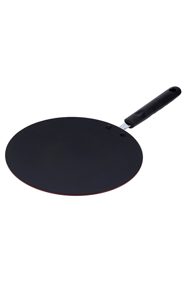 26Cm Long Handle Non-Stick Tawa - Frying Pan, Black-Coated Aluminum Saucepan Cookware