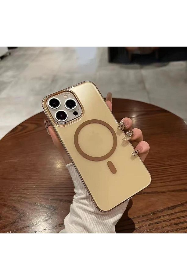 İphone 16 Pro Max çöl titanyum rengi sert sararmaz mika magsafe kılıf arka kapak magsafe kılıf - 3