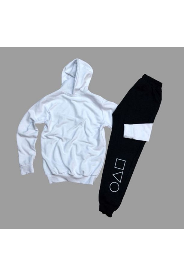 Squid Game Baskılı Kapüşonlu Sweatshirt Unisex Eşofman Takımı - 1