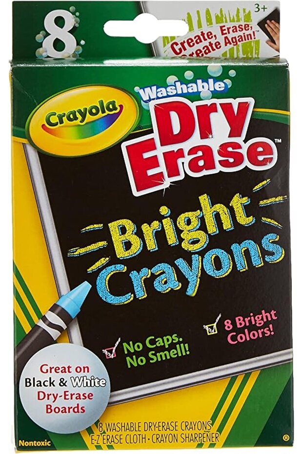 Washable Dry-Erase Large Bright Crayons Pack of 8