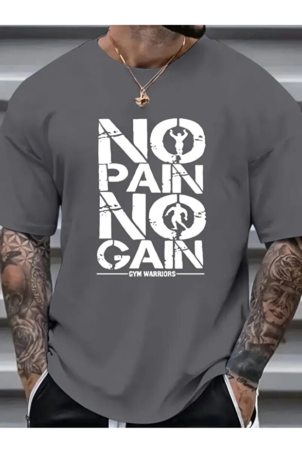 Men's Crew Neck Relaxed Fit Gym Themed Printed T-Shirt