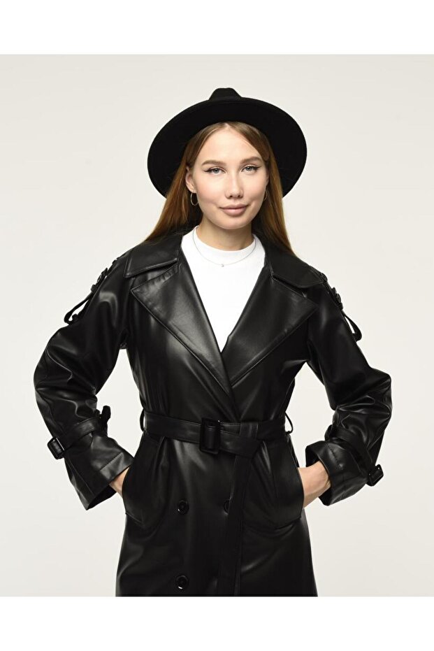 Deri Kadın Trençkot - 7