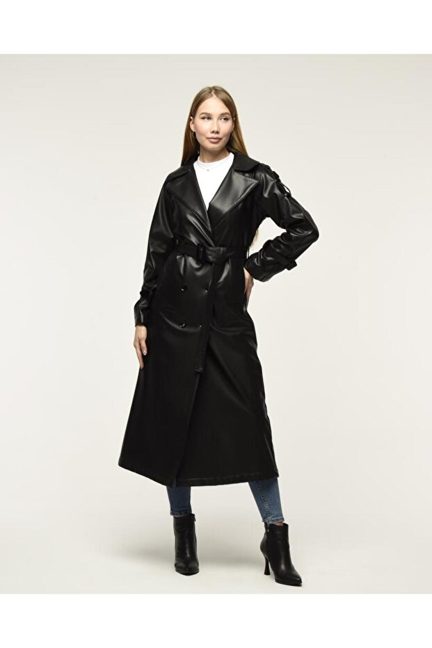 Deri Kadın Trençkot - 1