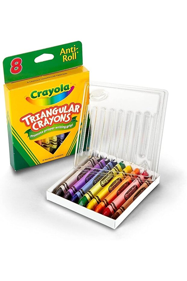 Anti-Roll Non-Toxic Triangular Crayon, 8-Pack