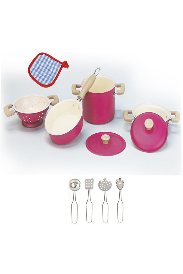 11 Piece Pink Enamel Pot Pan Set
