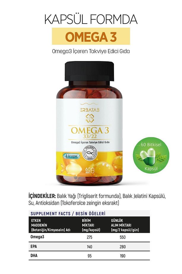 Omega 3 Balık Yağı 33/22 60 Kapsül Licaps® - 8