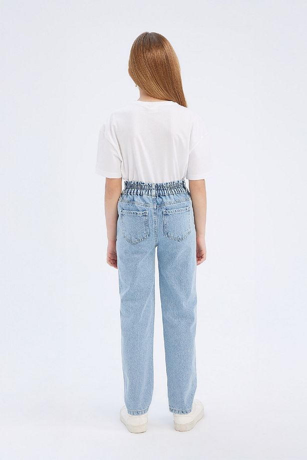 Kız Çocuk Paperbag Jogger Paça Pamuklu Jean Pantolon D7112a825sm - 6