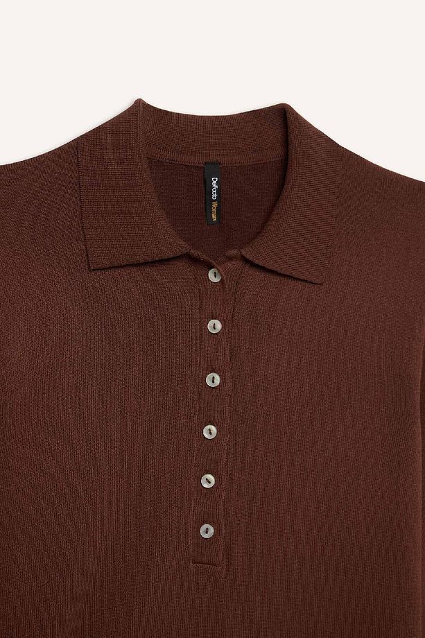 Regular Fit Polo Yaka Basic Düz Triko Kazak D6259AX25SP - 8