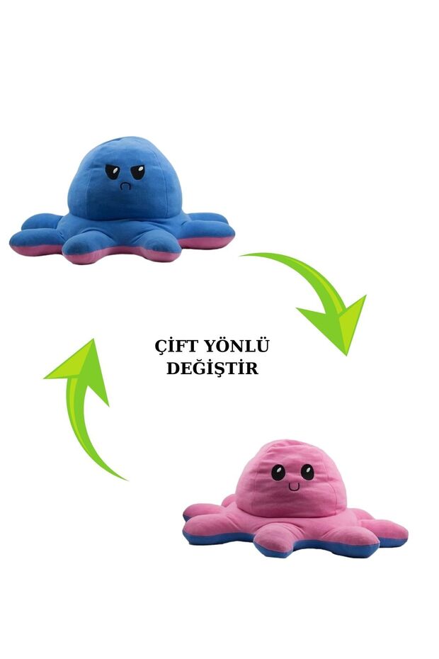 Plush Expression Changing Bipolar Octopus Two-Faced Plush Toy - 1