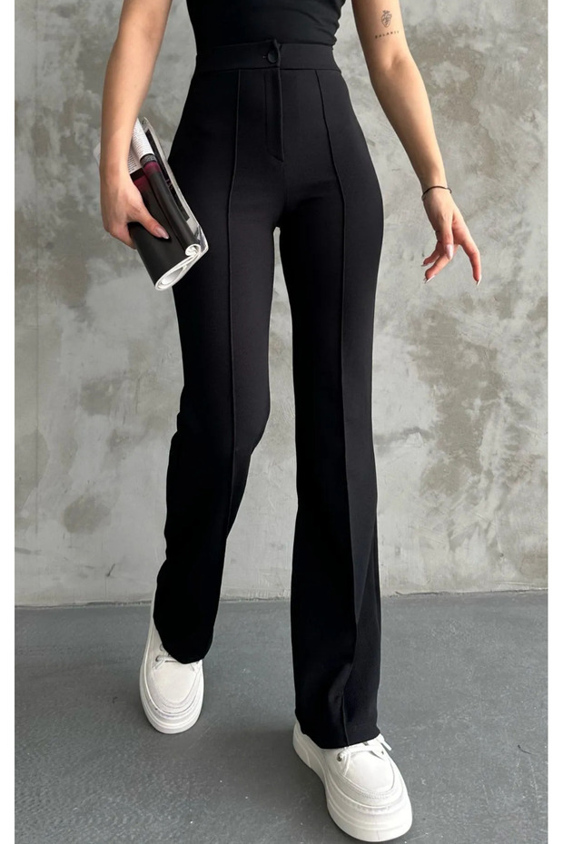 Kısmet Basket Women's Black High Waist Recovery Original Crepe Fabric Palazzo Pants