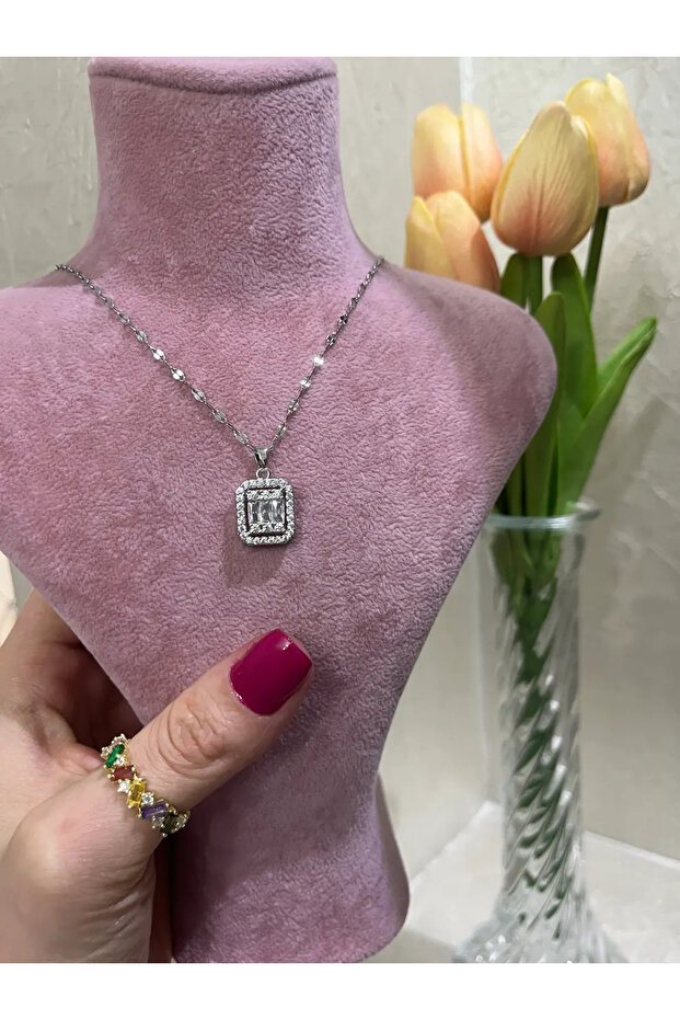 316L Tarnish Stainless Steel Baguette Necklace