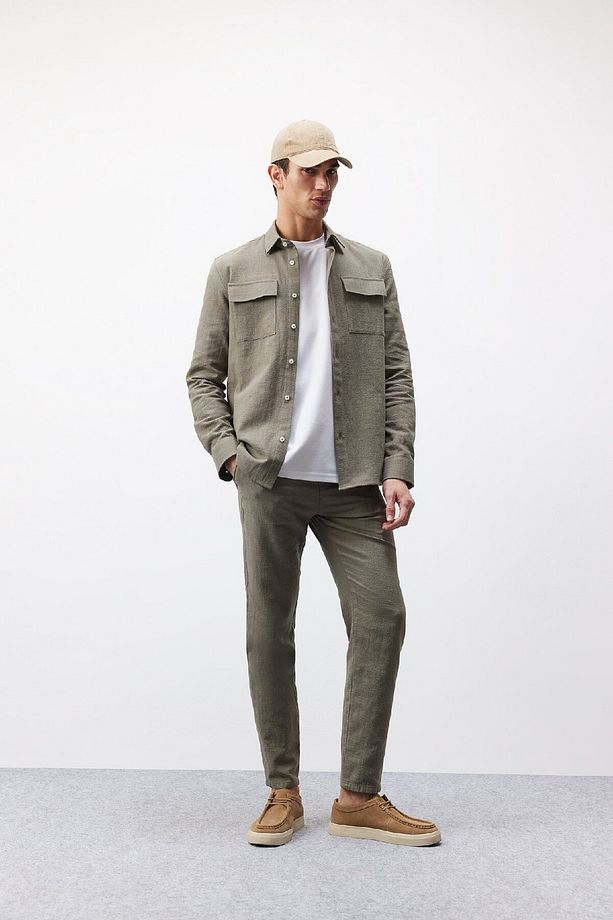 %100 Pamuk Regular Fit Normal Kesim Yazlık Dokuma Kanvas Jogger Pantolon D6260ax25sp - 2