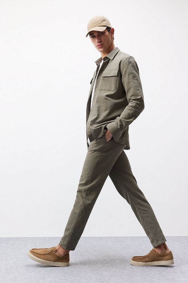 %100 Pamuk Regular Fit Normal Kesim Yazlık Dokuma Kanvas Jogger Pantolon D6260ax25sp - 4