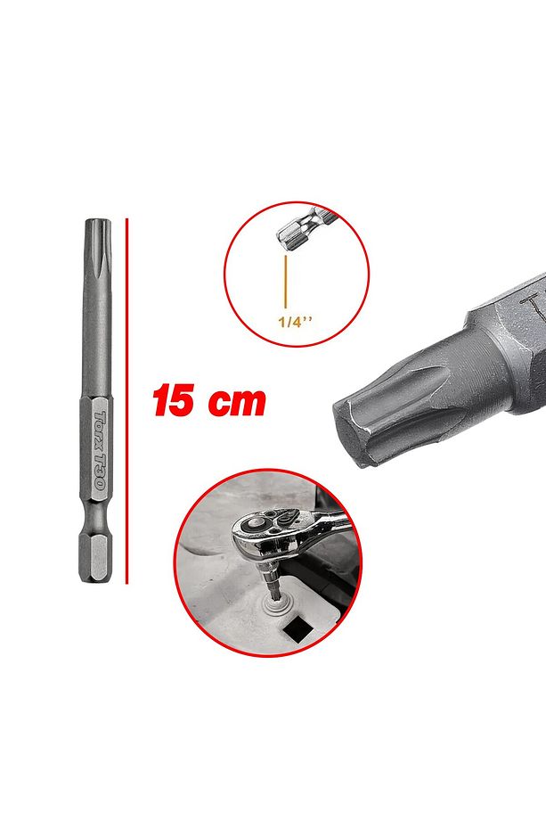 Mıknatıslı Torx T30 Bits Uç 150 mm 10'lu Set Kutulu Manyetik 1/4" Matkap Ucu Tork 15 cm Uzunluk - 2