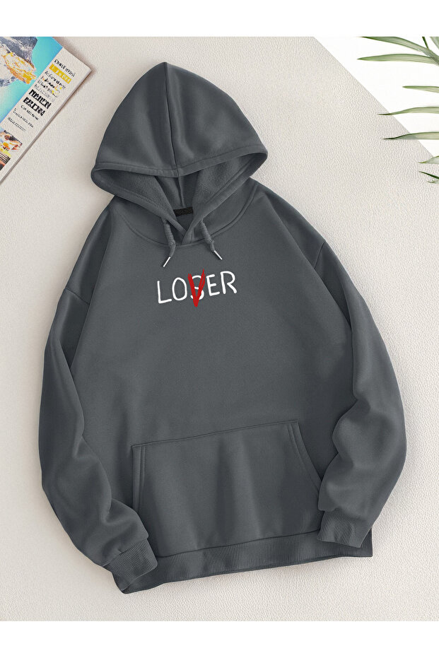 Loverxloser Printed Seasonal Hooded Unisex Sweatshirt