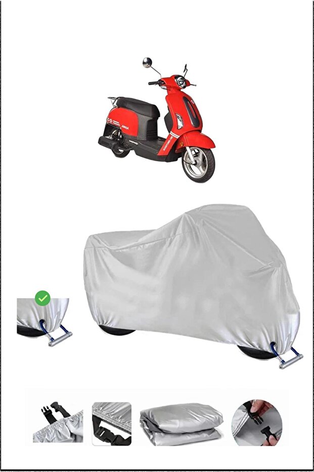Asian Scooturk-100 Lock Compatible Waterproof Durable Motorcycle Canvas-Gray