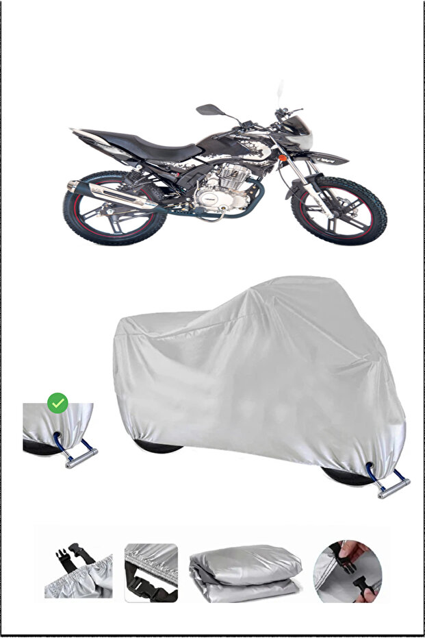 قفل Falcon WONDER150 متوافق مع غطاء دراجة نارية متين مقاوم للماء - رمادي