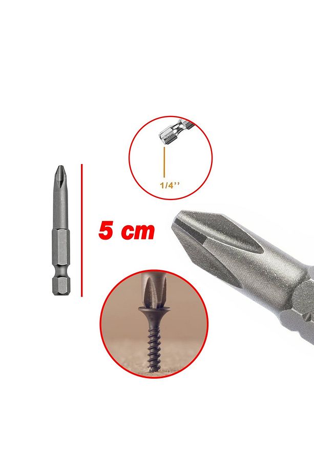 Mıknatıslı Yıldız PH2 Bits Uç 50 mm 10'lu Set Kutulu Manyetik 1/4" Matkap Ucu 5 cm Uzunluk - 2
