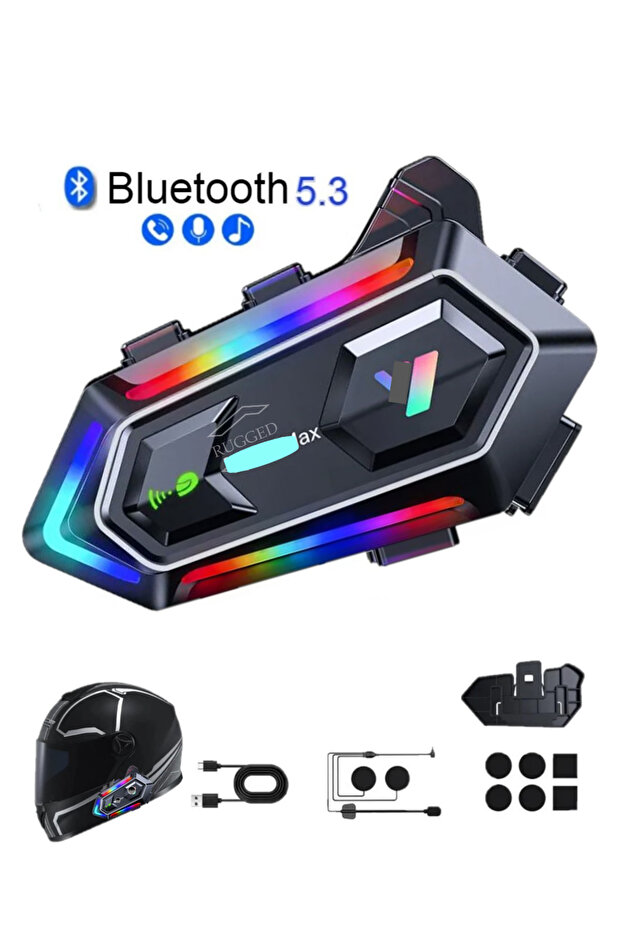 Intrcom 2 Kişi Eşleşmeli 300 Mt Kask Kulaklık 20MX Su Geçirmez Bluetooth Mtosiklet Intrcom Kulaklık - 1