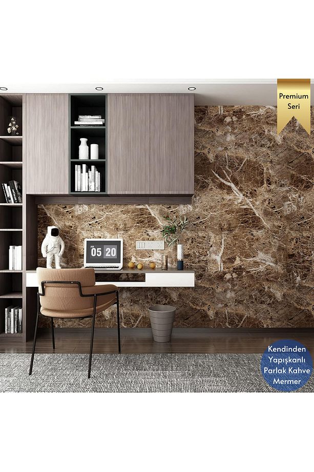 60x100cm Mermer Desen Kendinden Yapışkanlı Duvar Kağıdı Kaplama Mutfak Tezgeh Masa Folyo - 9